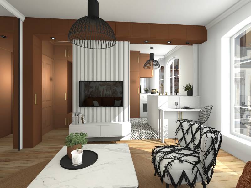 Aménagement d'un petit appartement avec rangements sur mesure