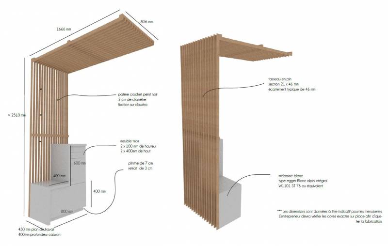 Détails de mobilier pour l'aménagement d'une entrée sur mesure